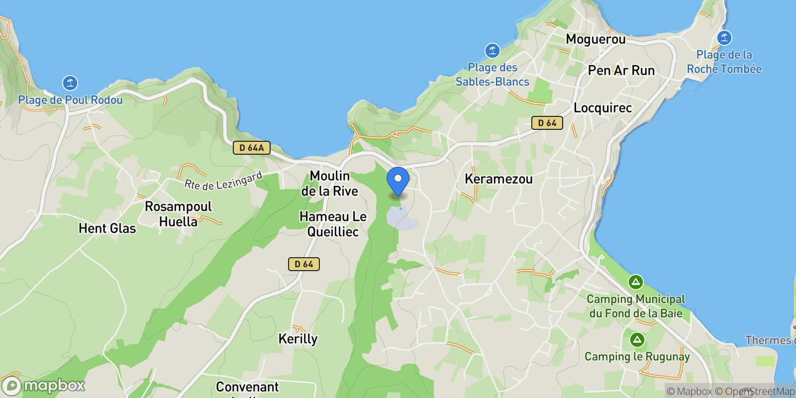 Map showing Locquirec, Brittany, France.