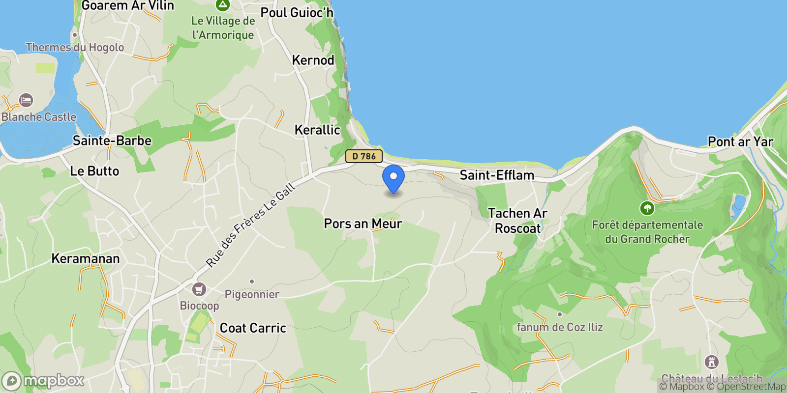 Map showing Plestin-les-Grèves, Brittany, France.