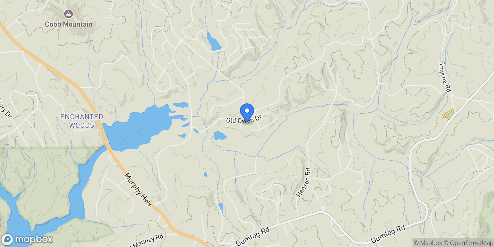 Map showing 868 Old Owen Drive, Blairsville, Georgia, United States.