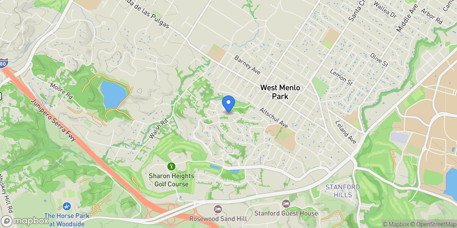 Map showing 1360 Trinity Drive , Menlo Park, CA 94025, Menlo Park, California, United States.