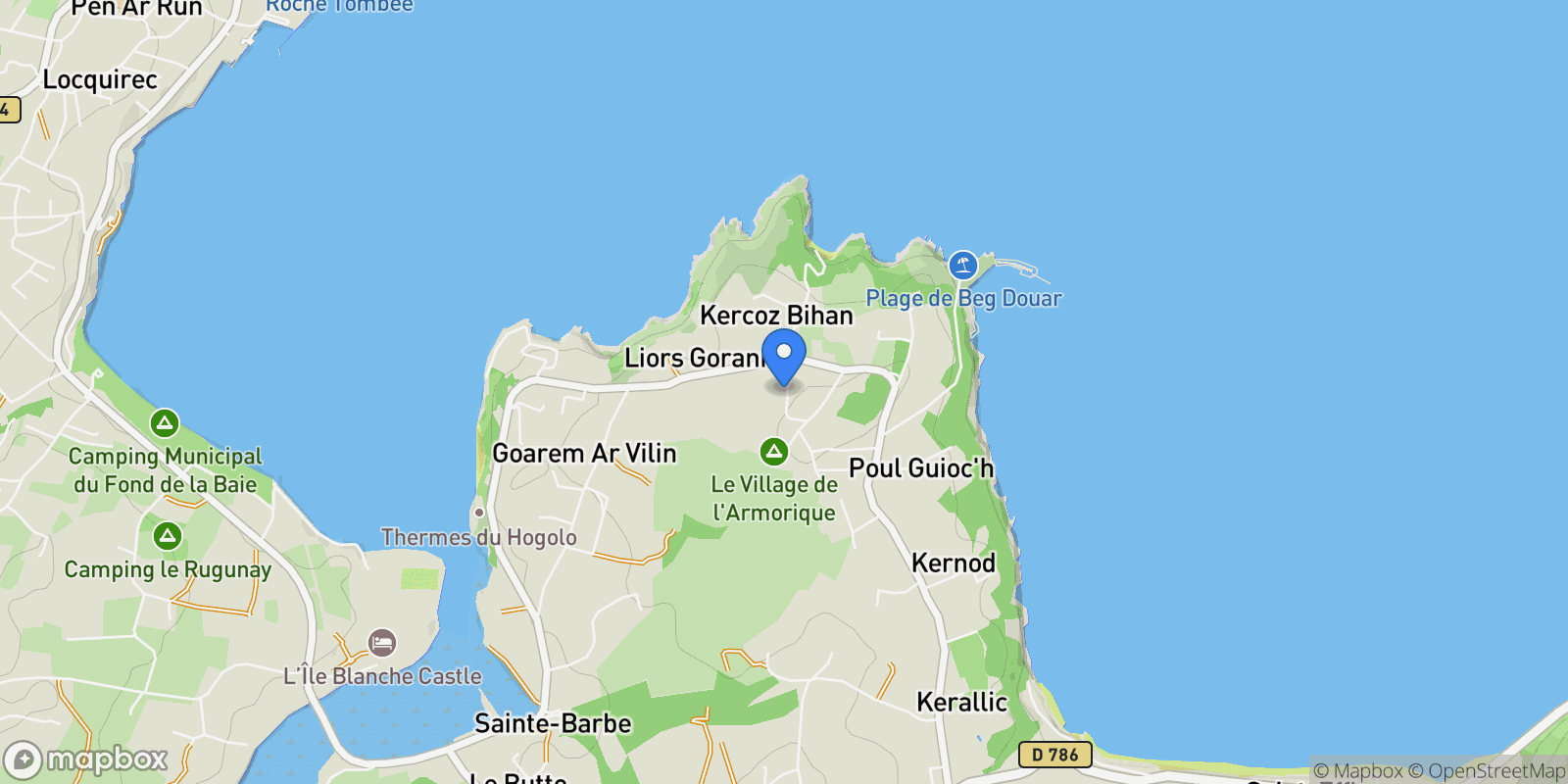 Map showing Plestin-les-Grèves, Brittany, France.