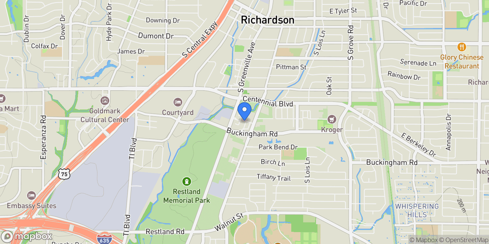 Map showing 912 Banyan Tree Lane, Richardson, Texas, United States.