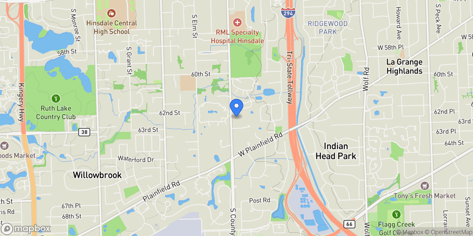 Map showing 6191 S County Line Road , Burr Ridge, IL 60527, Burr Ridge, Illinois, United States.