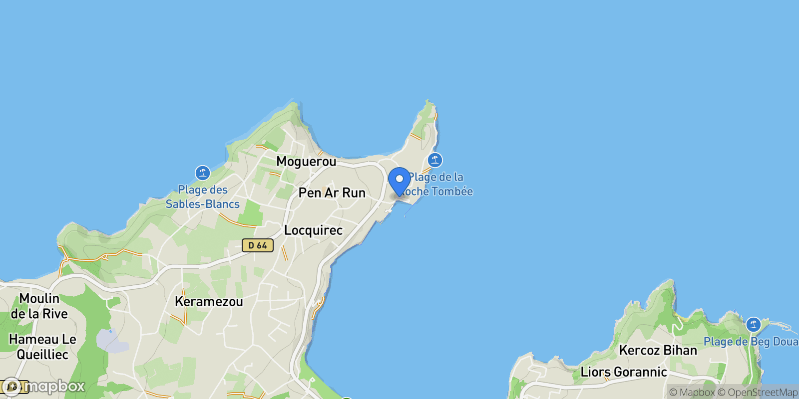 Map showing Locquirec, Brittany, France.