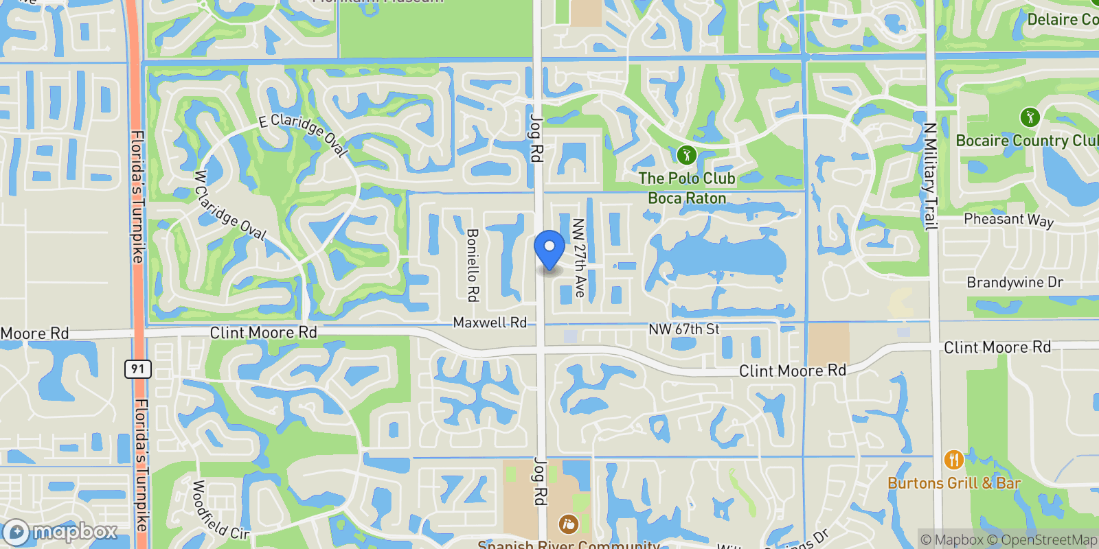 Map showing 2751 NW 70th Boulevard, Boca Raton, Florida, United States.