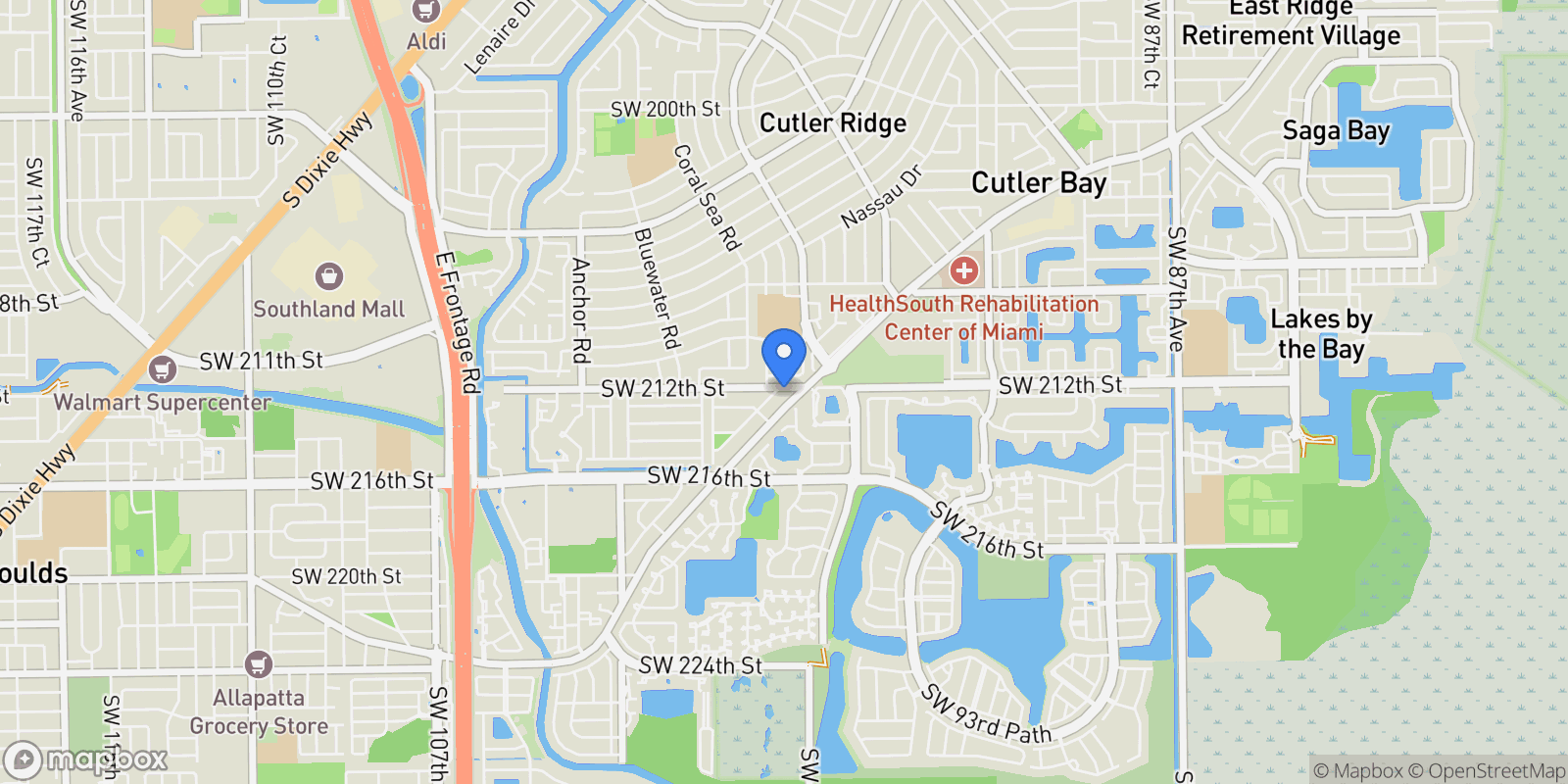 Map showing 21205 Ingraham Ave Road, Cutler Bay, Florida, United States.