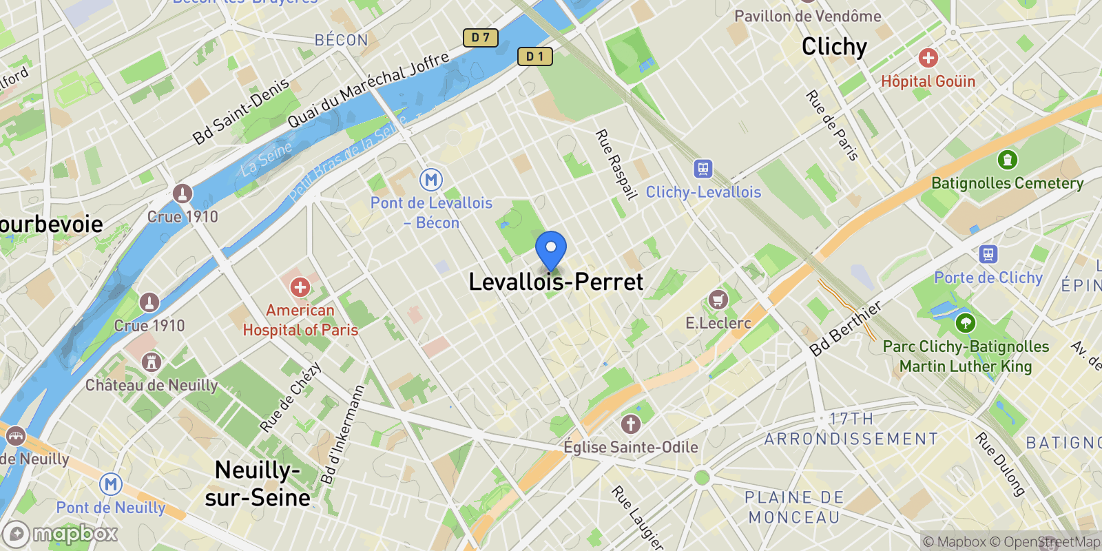 Map showing Levallois-Perret, Levallois-Perret, Levallois-Perret, Île-de-France, France.