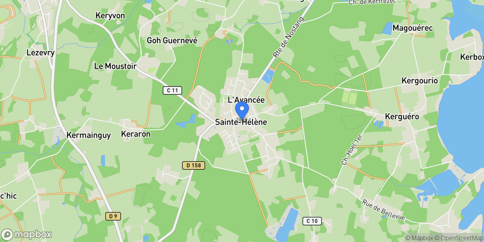 Map showing Sainte-Hélène, Sainte-Hélène, Sainte-Hélène, Brittany, France.