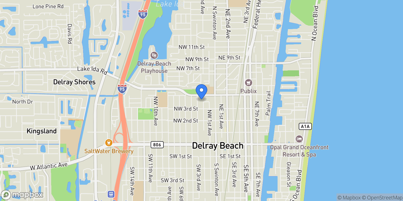 Map showing 310 Grove Place, Delray Beach, Florida, United States.