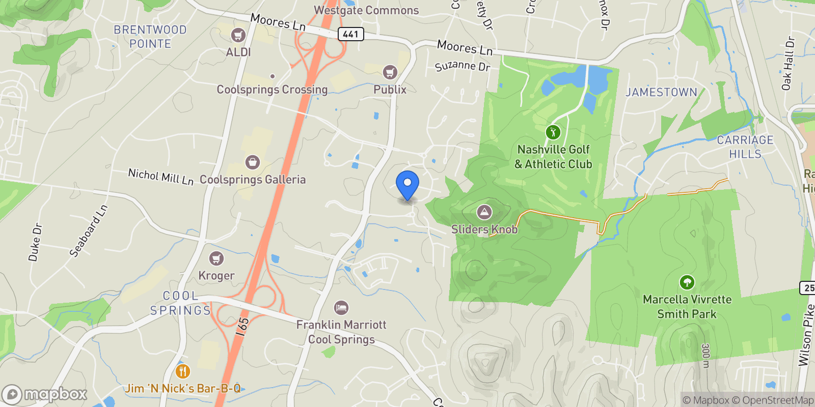 Map showing 304 Ferris Ct, Franklin, Tennessee, United States.