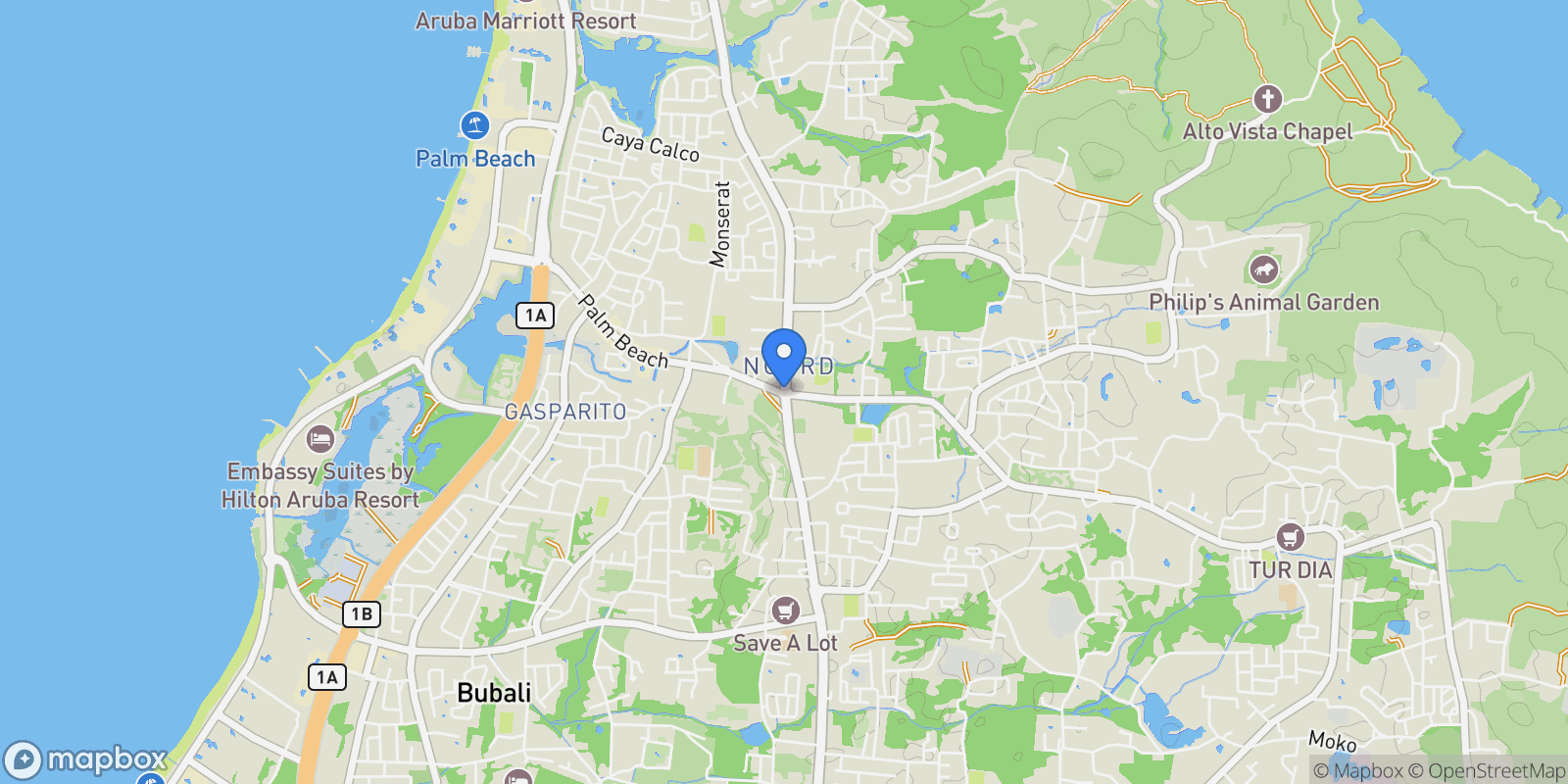 Map showing Noord, Noord, Aruba.
