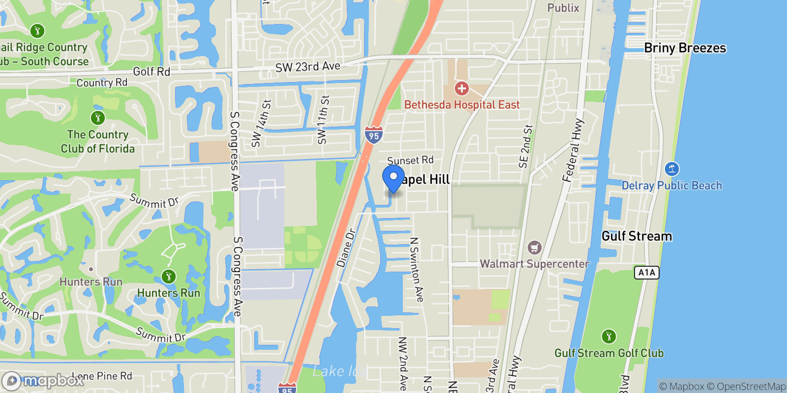 Map showing 3213 Canal Drive, Boynton Beach, Florida, United States.