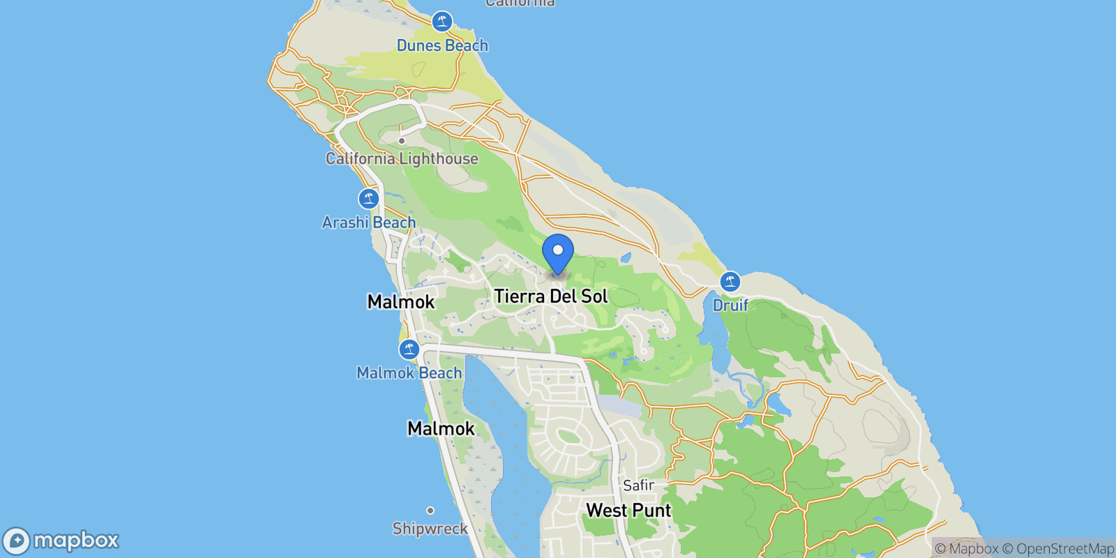 Map showing Tierra del Sol, Noord, Aruba.