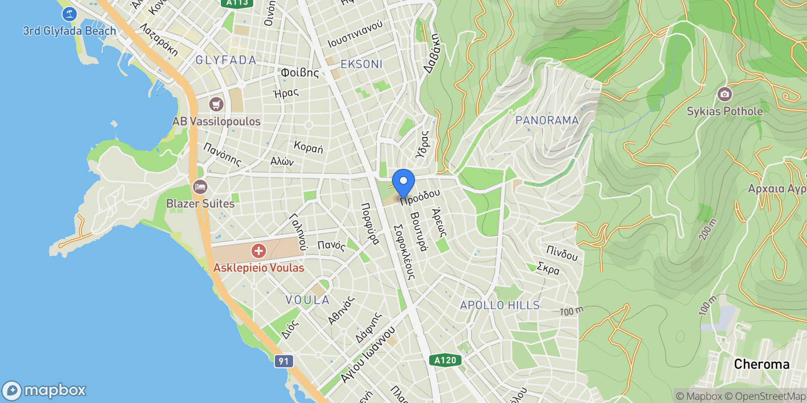 Map showing Voula, Attica, Greece.