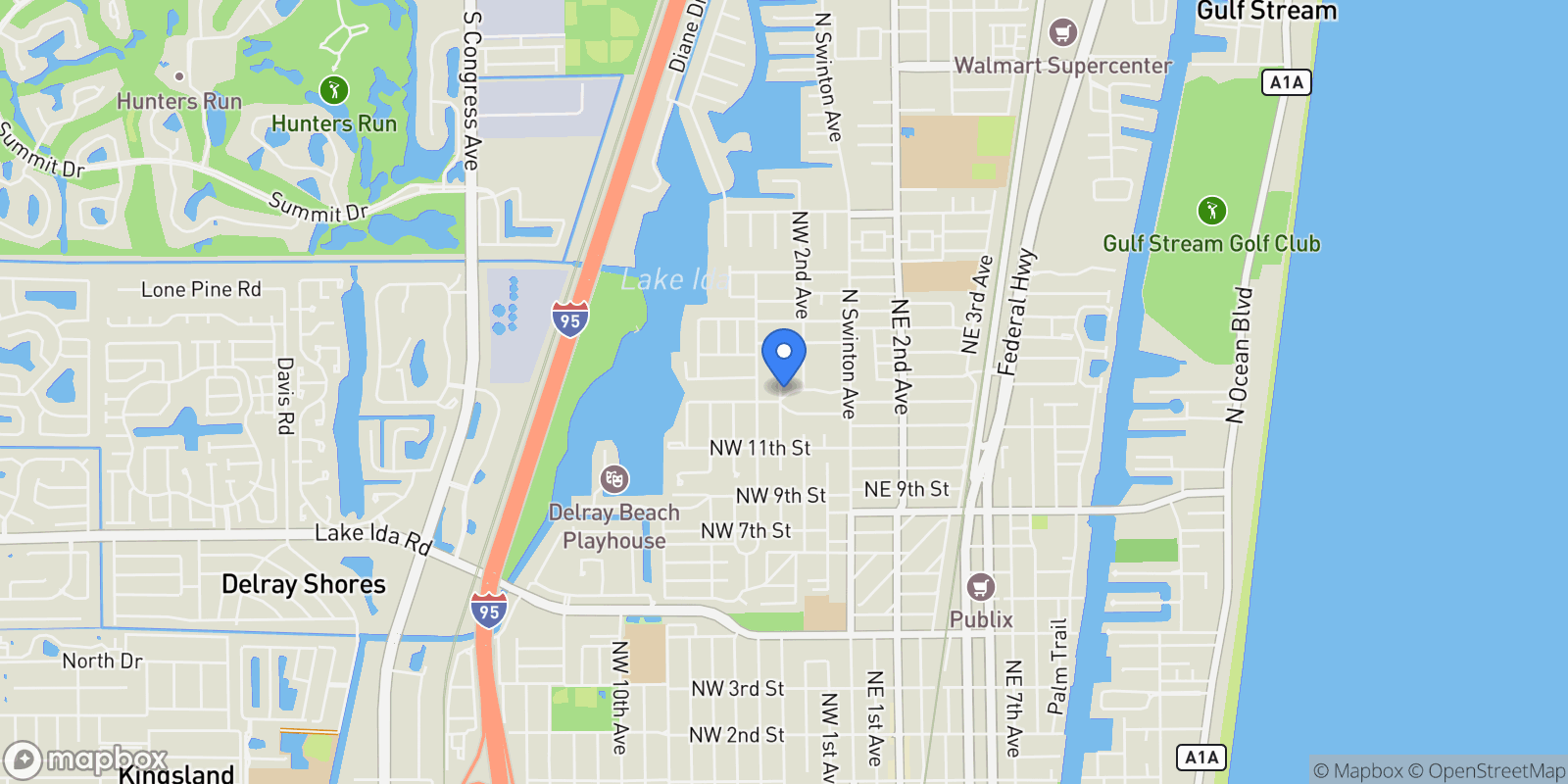 Map showing 340 Grove Place, Delray Beach, Florida, United States.
