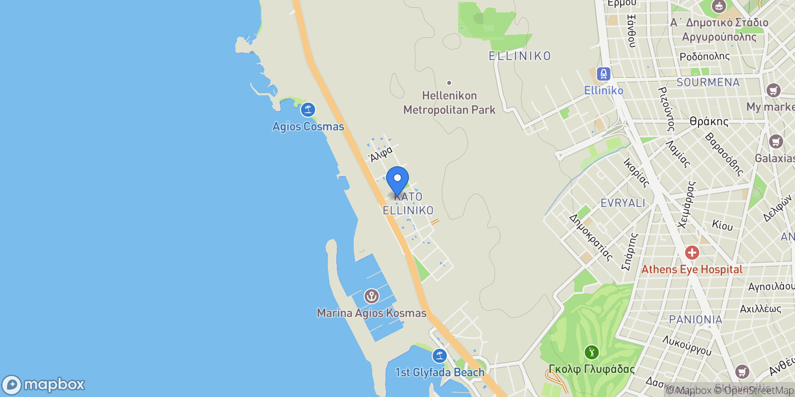 Map showing Elliniko, Attica, Greece.