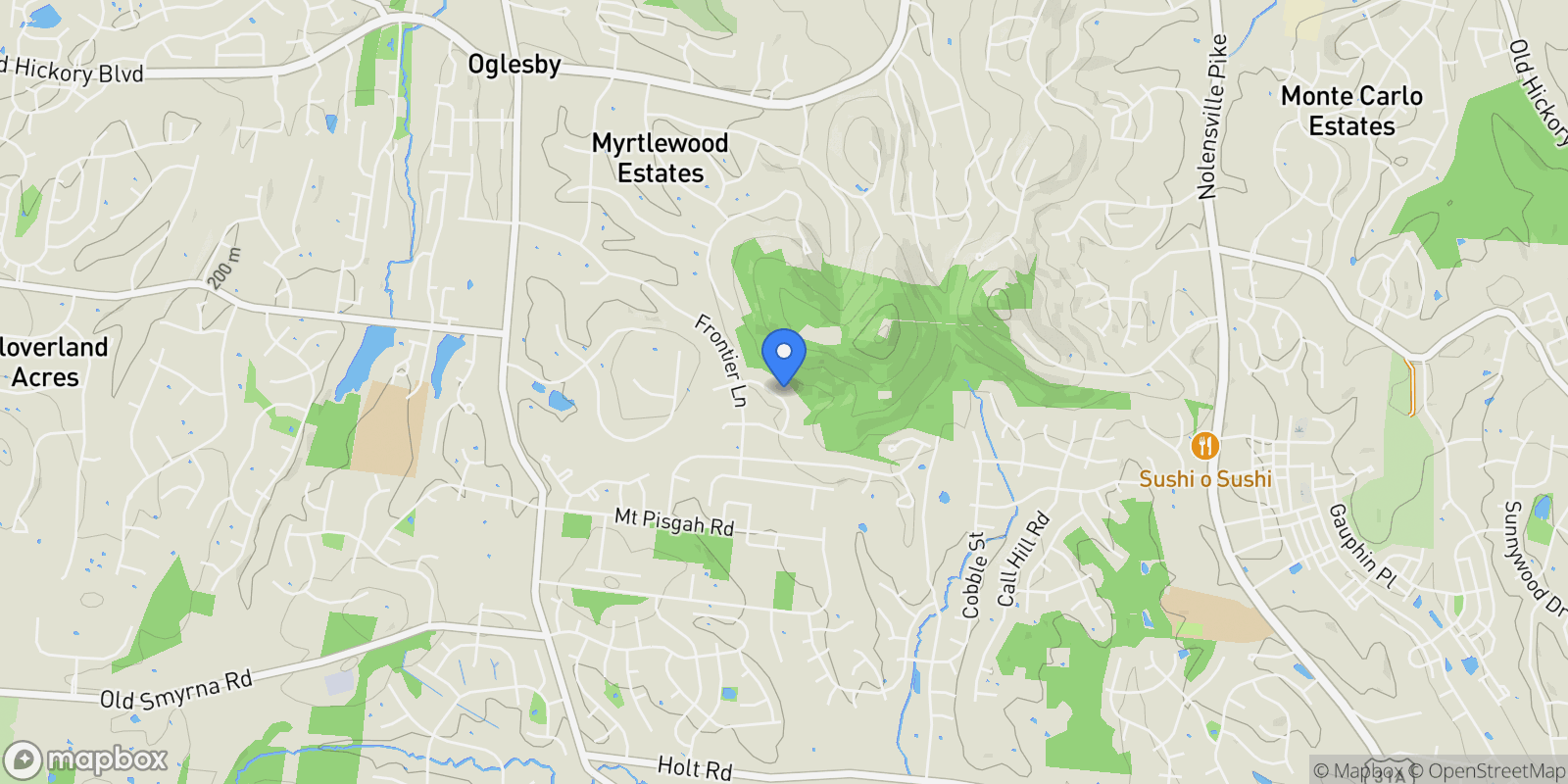 Map showing 5225 Whispering Valley Dr, Nashville, Tennessee, United States.