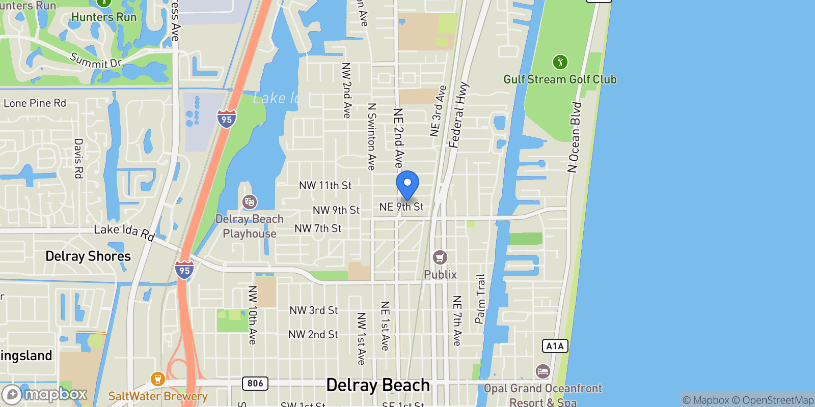 Map showing Delray Beach, Florida, United States.