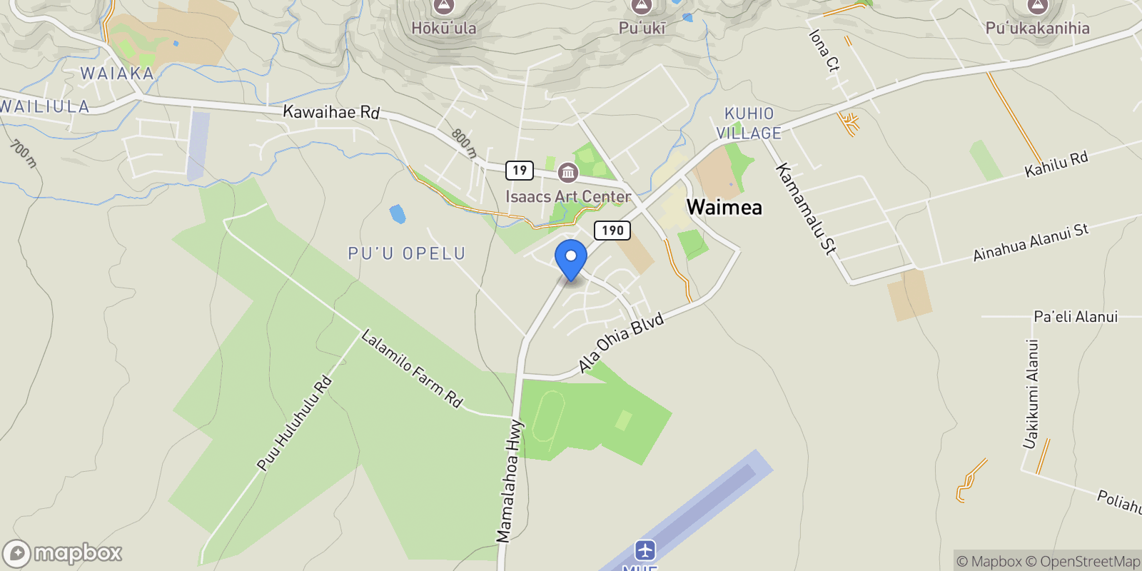 Map showing 67-1274 Kamaloo St, Kamuela, HI 96743, Waimea, Hawaii, United States.