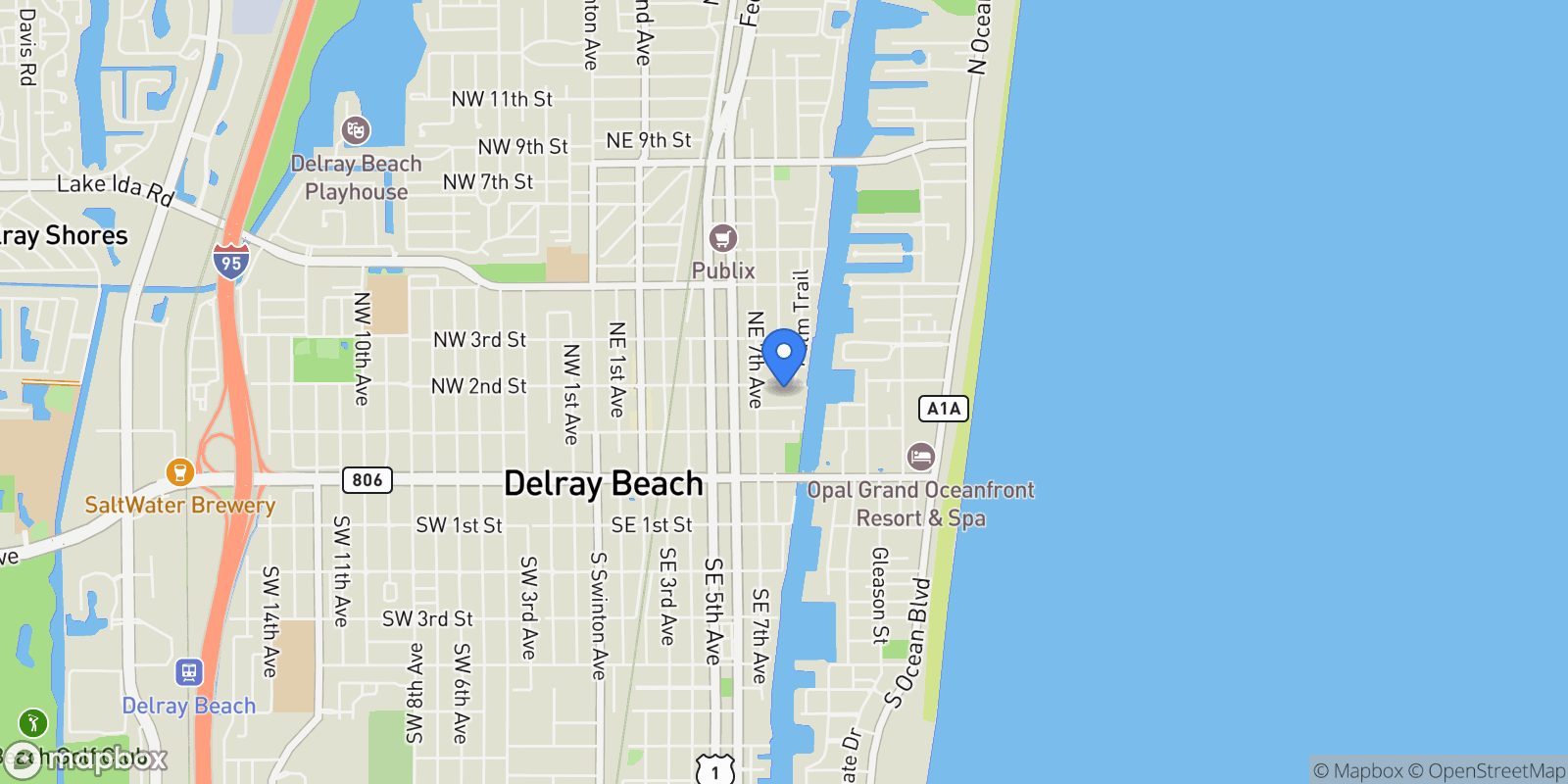 Map showing 802 NE 2nd Street, Delray Beach, Florida, United States.