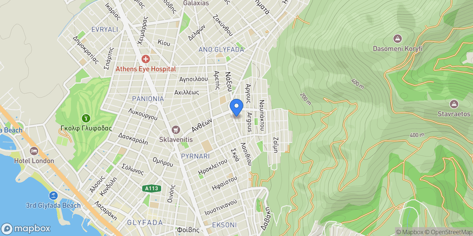 Map showing Glyfada, Attica, Greece.