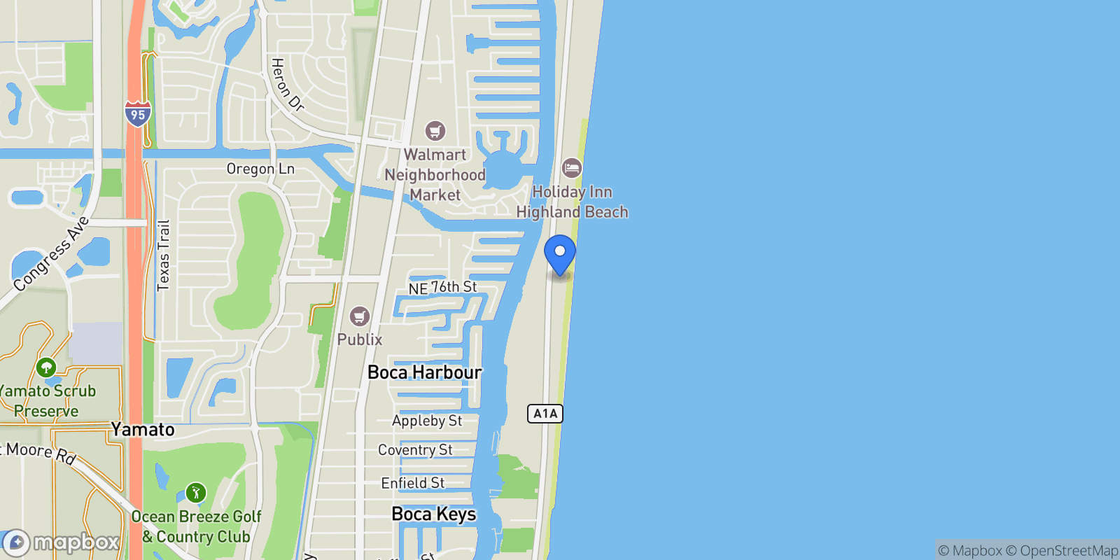 Map showing 3211 S Ocean Boulevard 802, Boca Raton, Florida, United States.