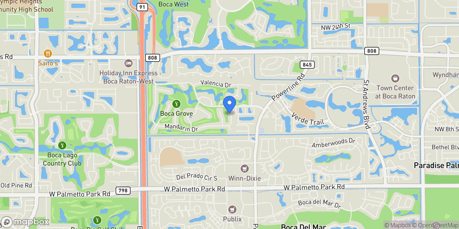 Map showing 7039 Mandarin Drive, Boca Raton, Florida, United States.
