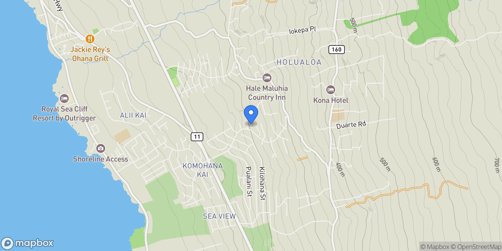 Map showing 76-4306 LIHOLIHO PL, Kailua Kona, HI 96740, Kailua-Kona, Hawaii, United States.