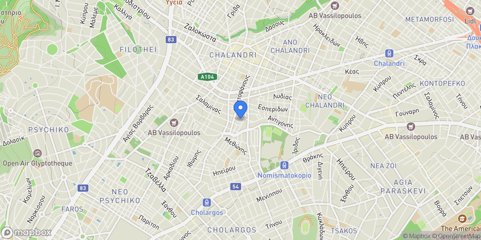Map showing Chalandri, Attica, Greece.
