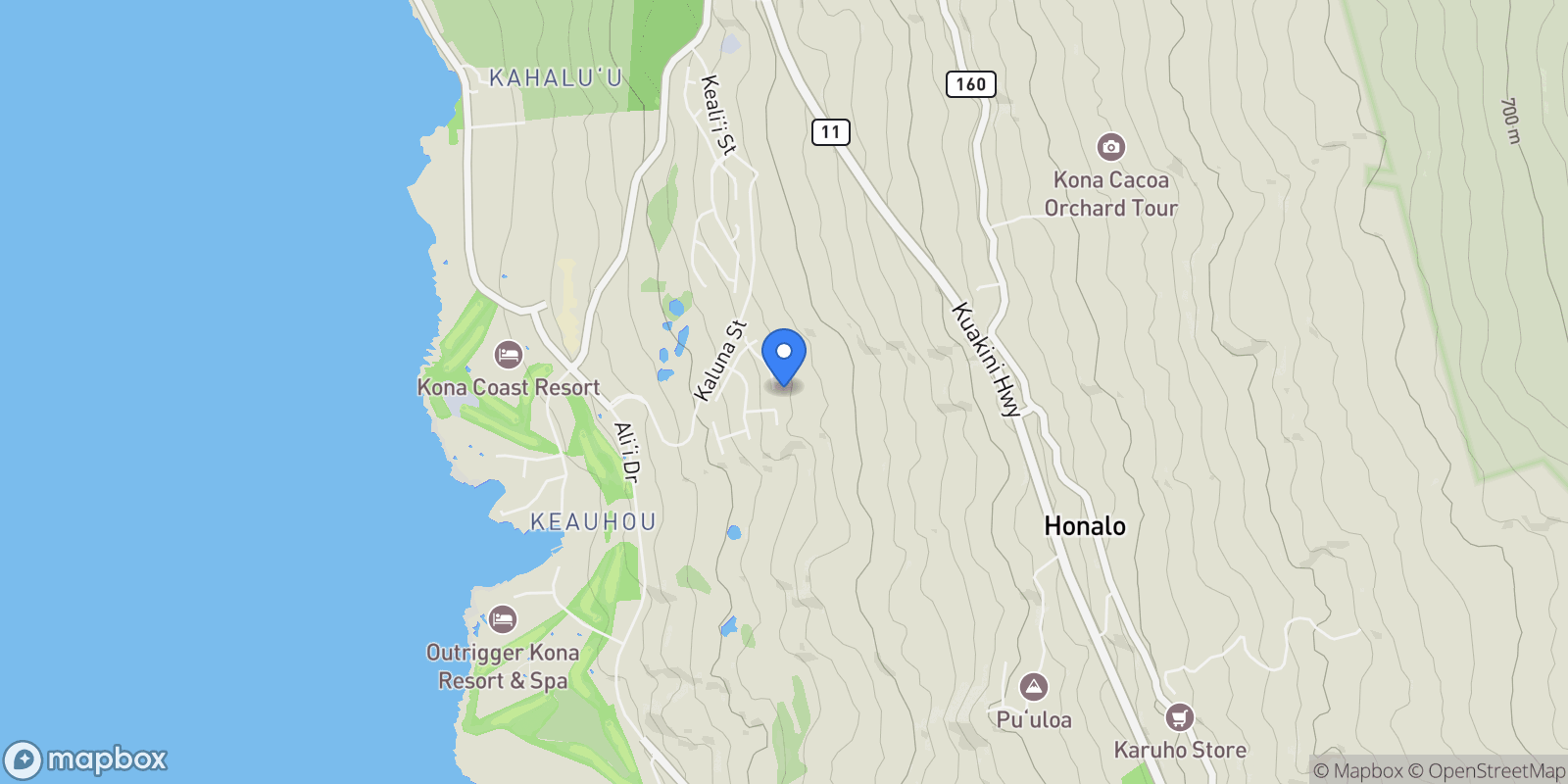 Map showing 78-7021 KEWALO ST, Kailua-Kona, HI 96740, Kailua-Kona, Hawaii, United States.