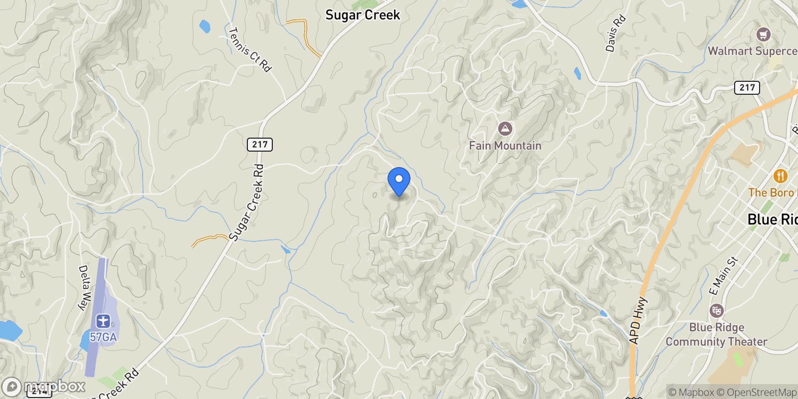 Map showing 48 Timber Ridge Road, Blue Ridge, Georgia, United States.