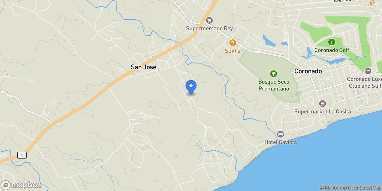 Map showing San José, Provincia de Panamá Oeste, Panama.