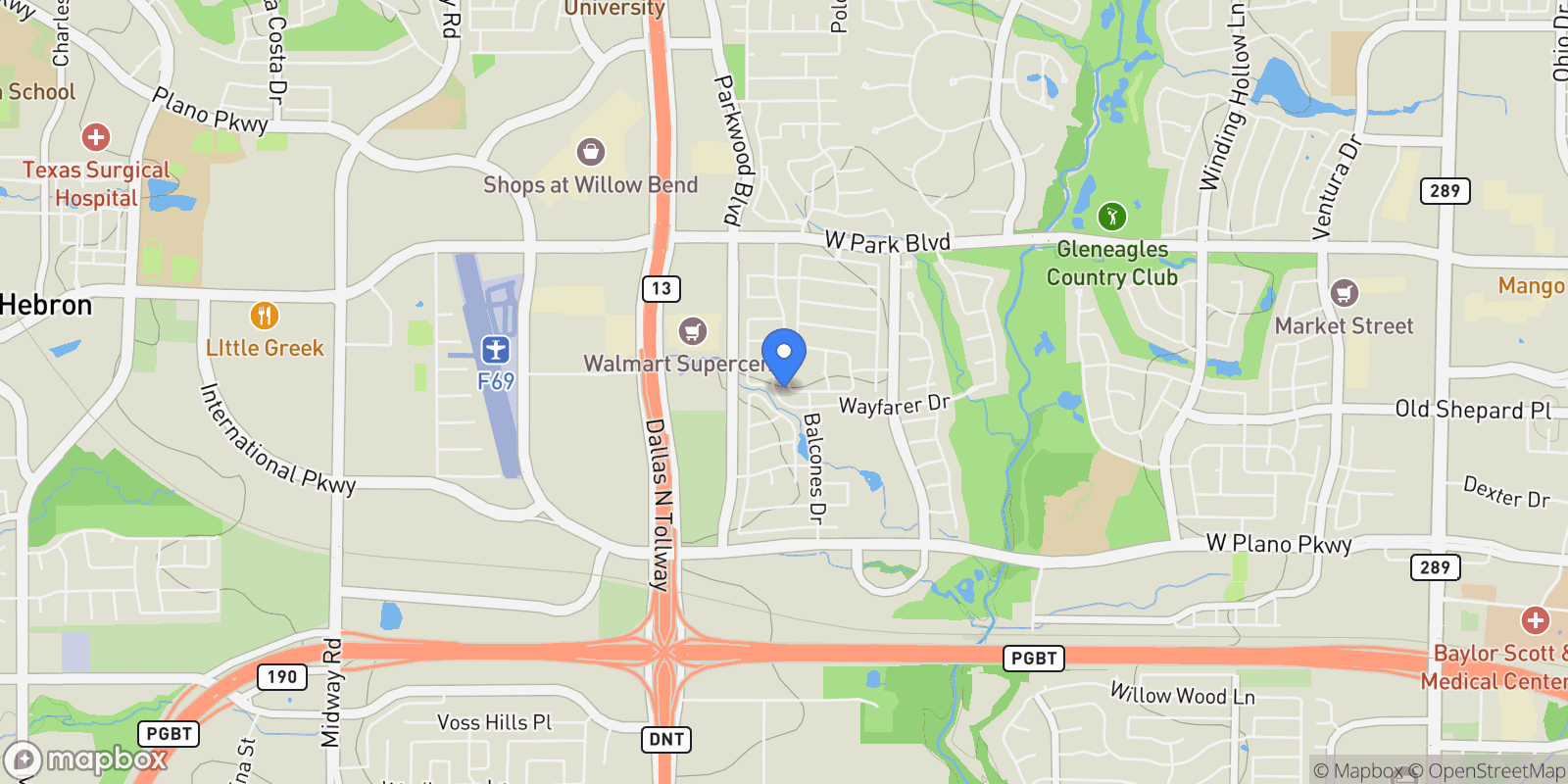 Map showing 5852 Bridle Bend Court, Plano, Texas, United States.