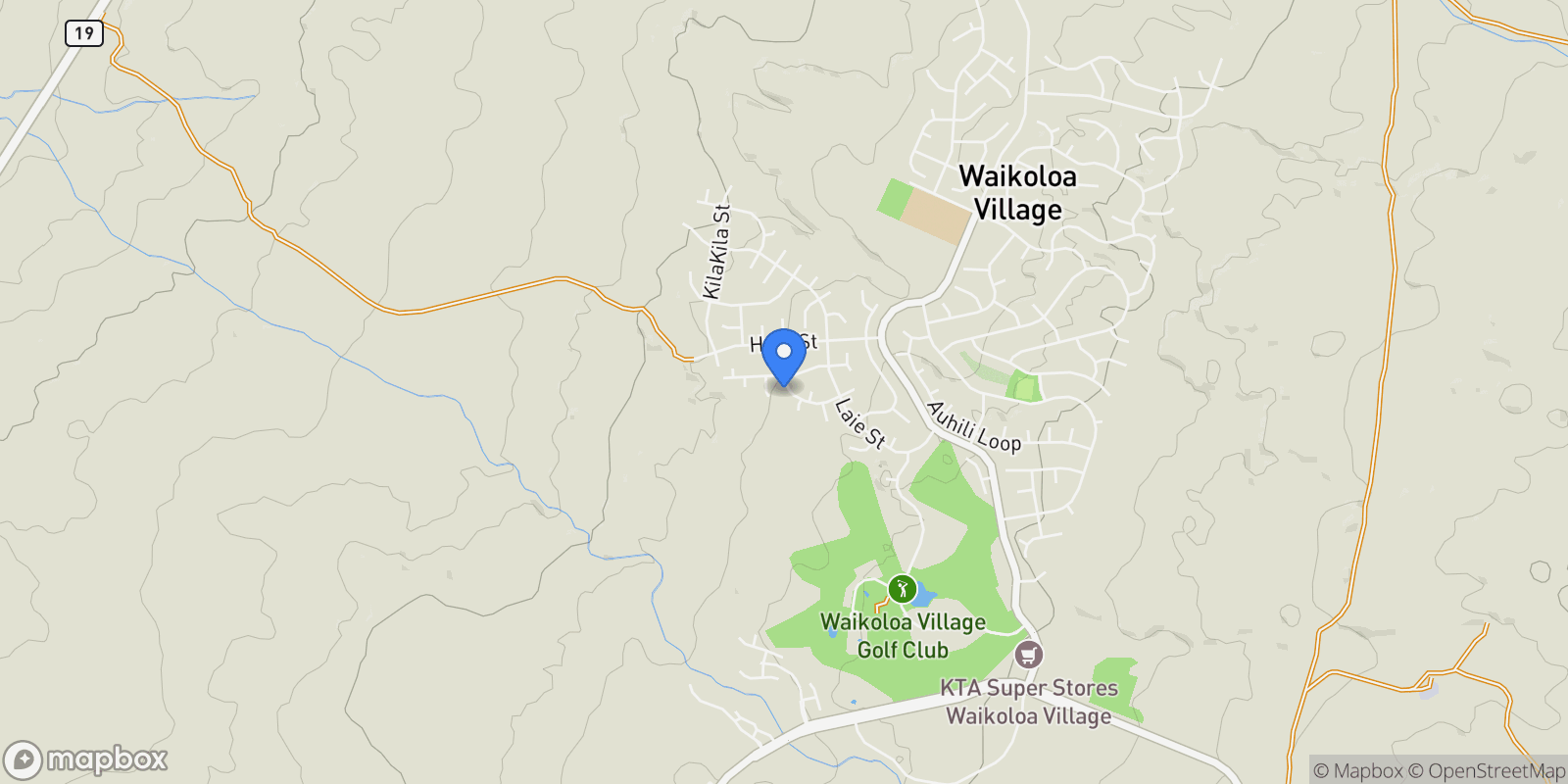Map showing 68-1740 AKAULA ST, Waikoloa, HI 96738, Waikoloa Village, Hawaii, United States.