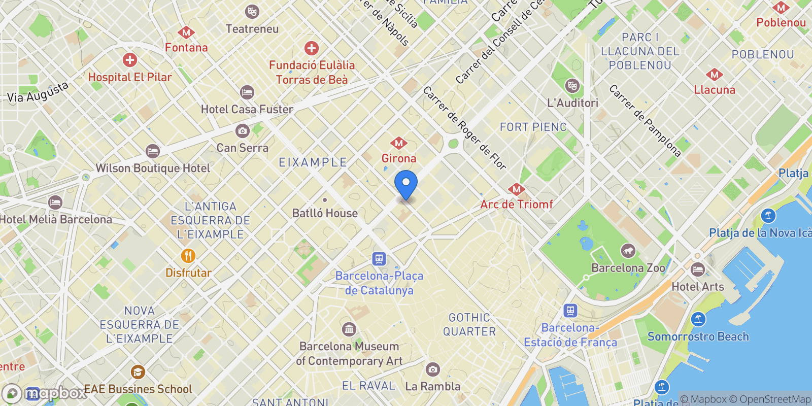 Map showing Dreta de l´Eixample, Barcelona, BARCELONA, Barcelona, Eixample, Barcelona, Spain.