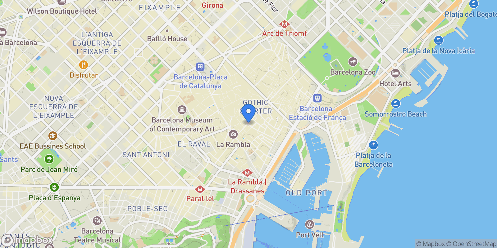 Map showing El Gòtic, Barcelona, BARCELONA, Barcelona, Ciutat Vella, Barcelona, Spain.