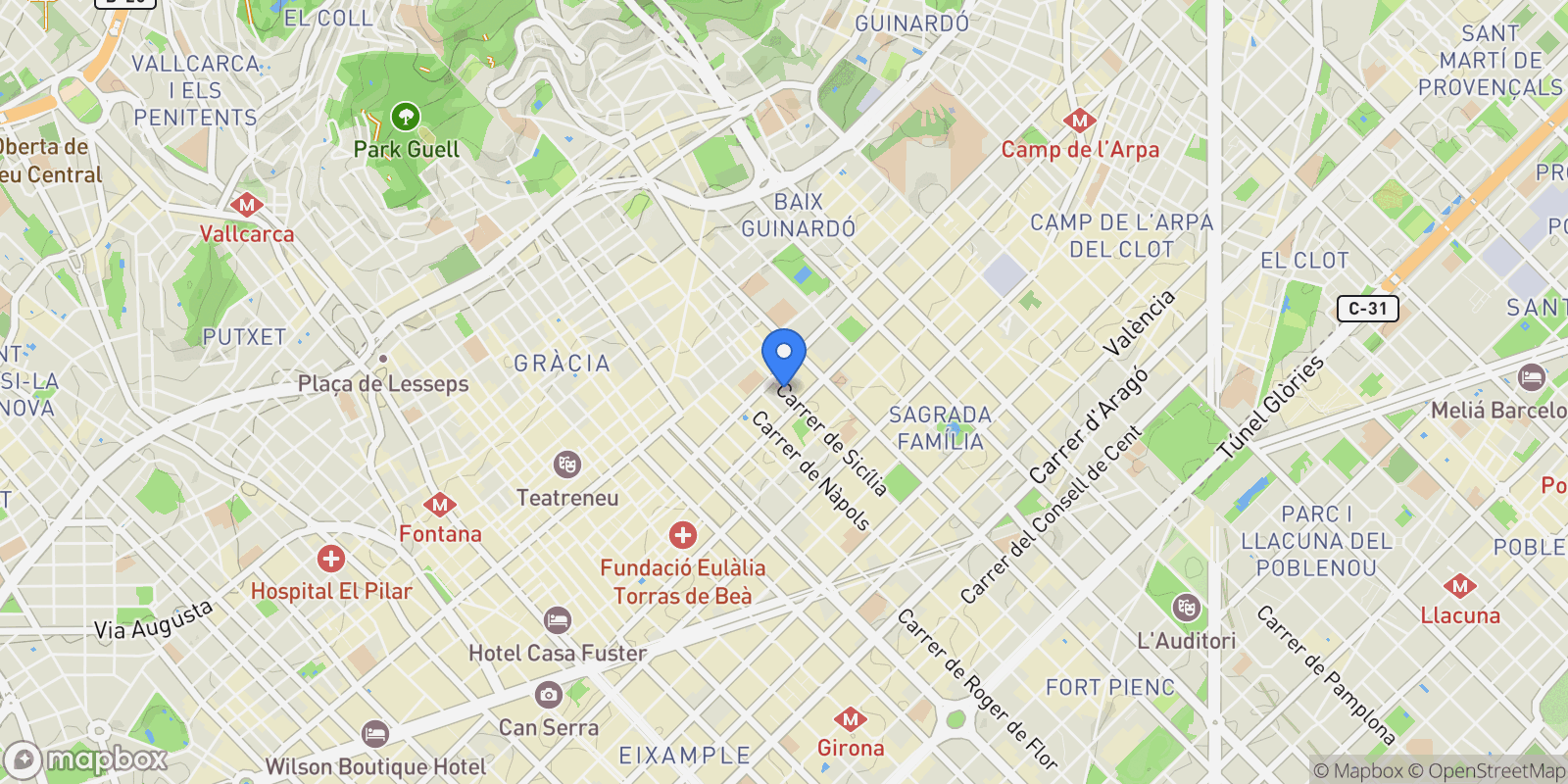 Map showing Dreta de l´Eixample, Barcelona, BARCELONA, Barcelona, Gracia, Barcelona, Spain.