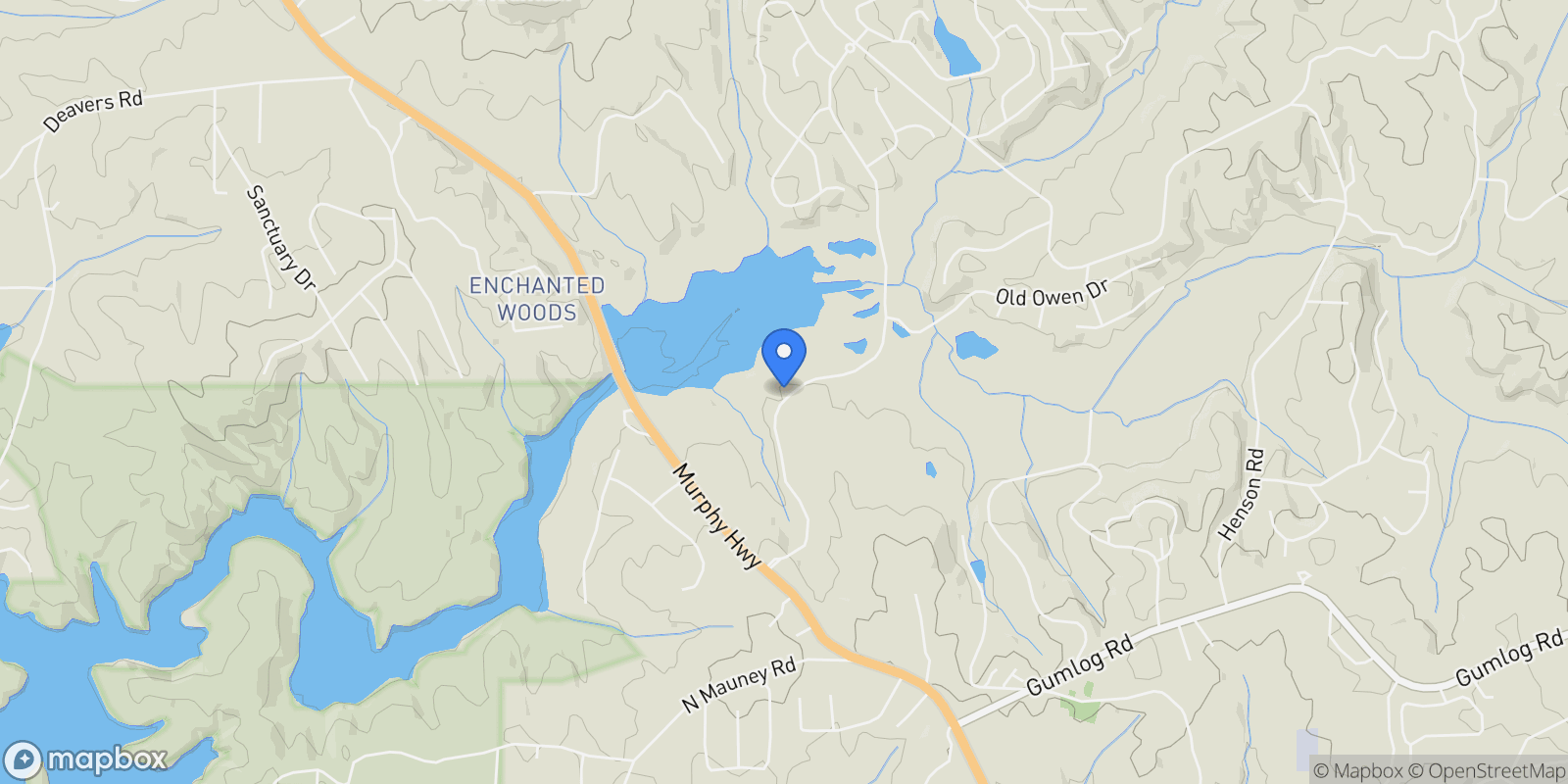 Map showing 1250 Owen Glen Drive, Blairsville, Georgia, United States.