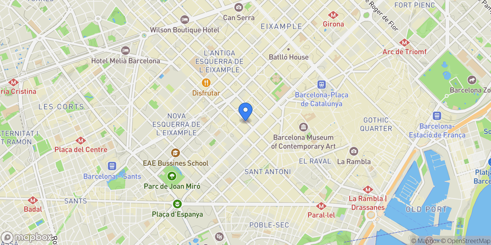 Map showing LAntiga Esquerra de lEixample, Barcelona, BARCELONA, Barcelona, Eixample, Barcelona, Spain.