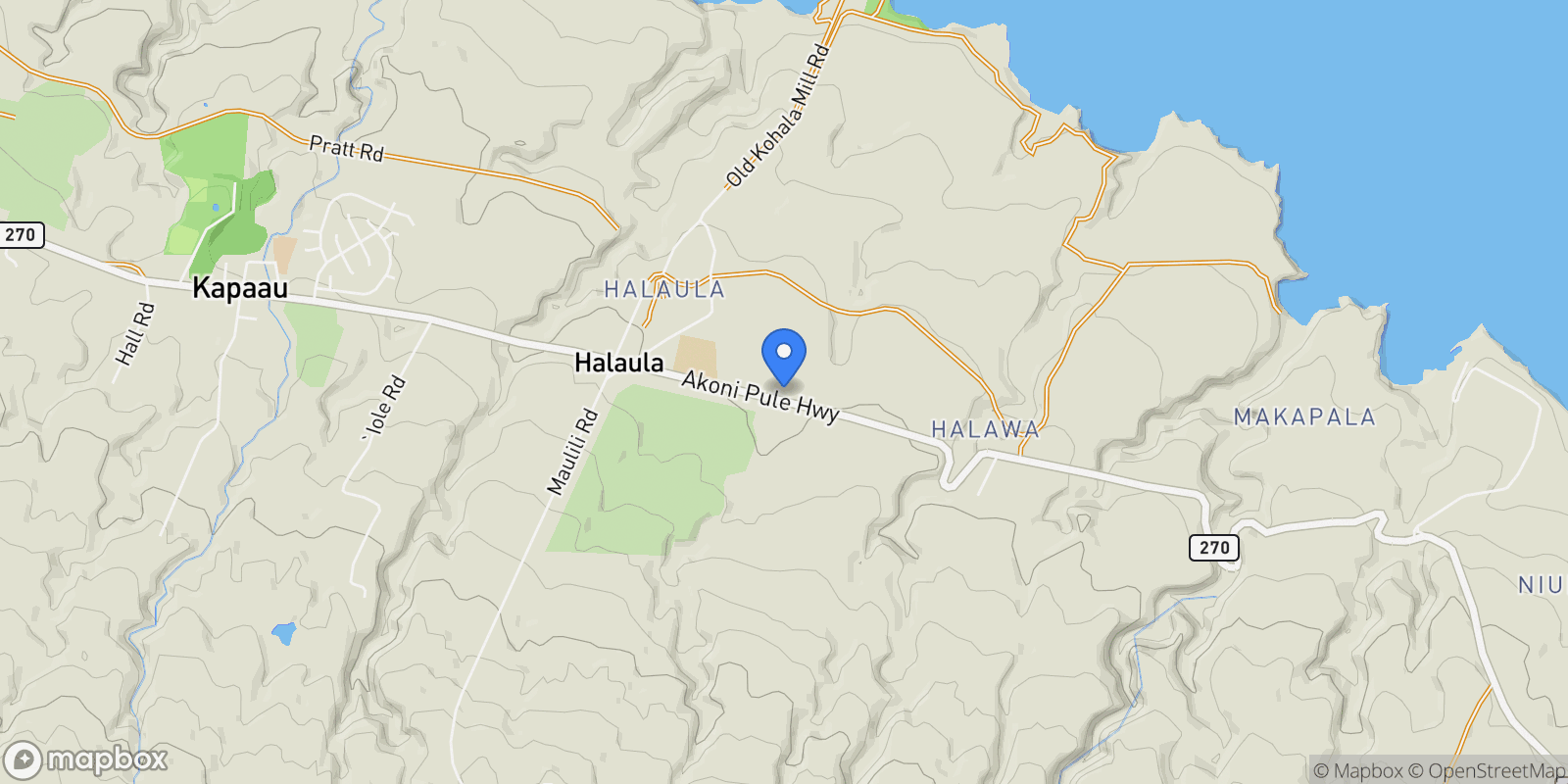 Map showing 53-4211 AKONI PULE HIGHWAY, Kapaau, HI 96755, Waimea, Hawaii, United States.