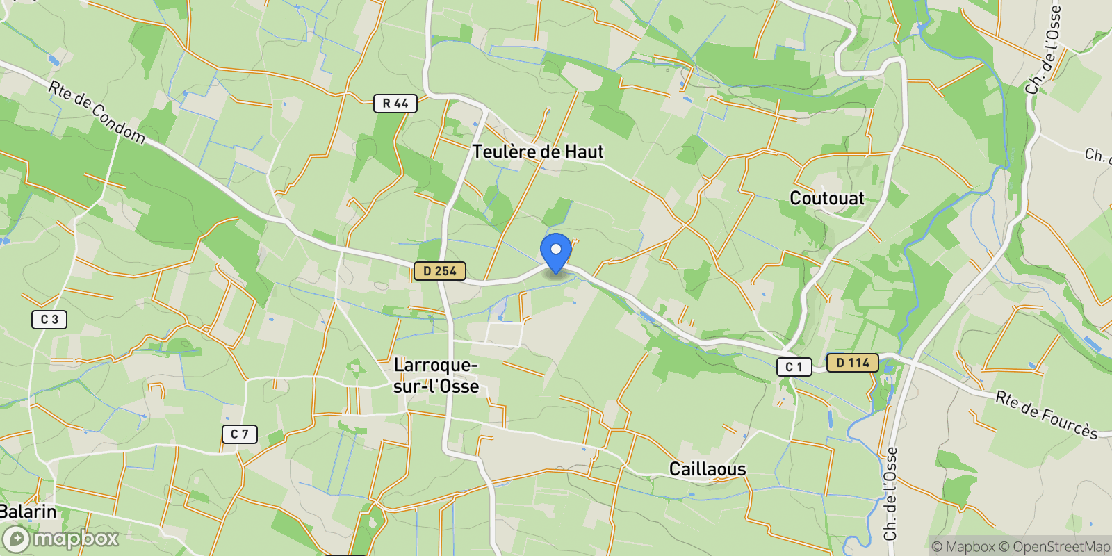 Map showing Larroque-sur-l'Osse, Occitanie, France.