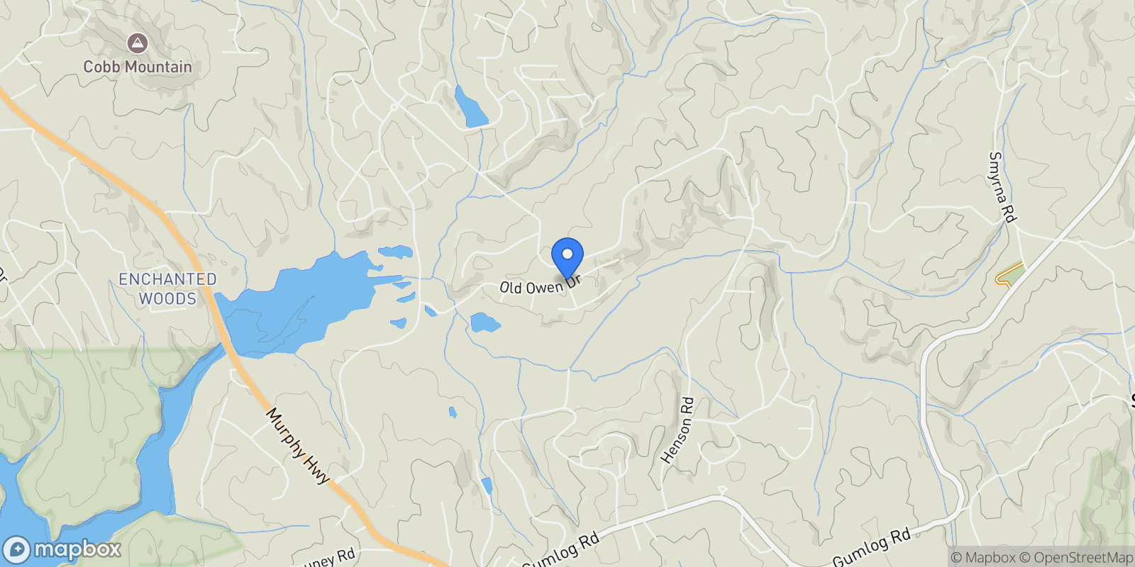 Map showing 868 Old Owen DR, Blairsville, Georgia, United States.