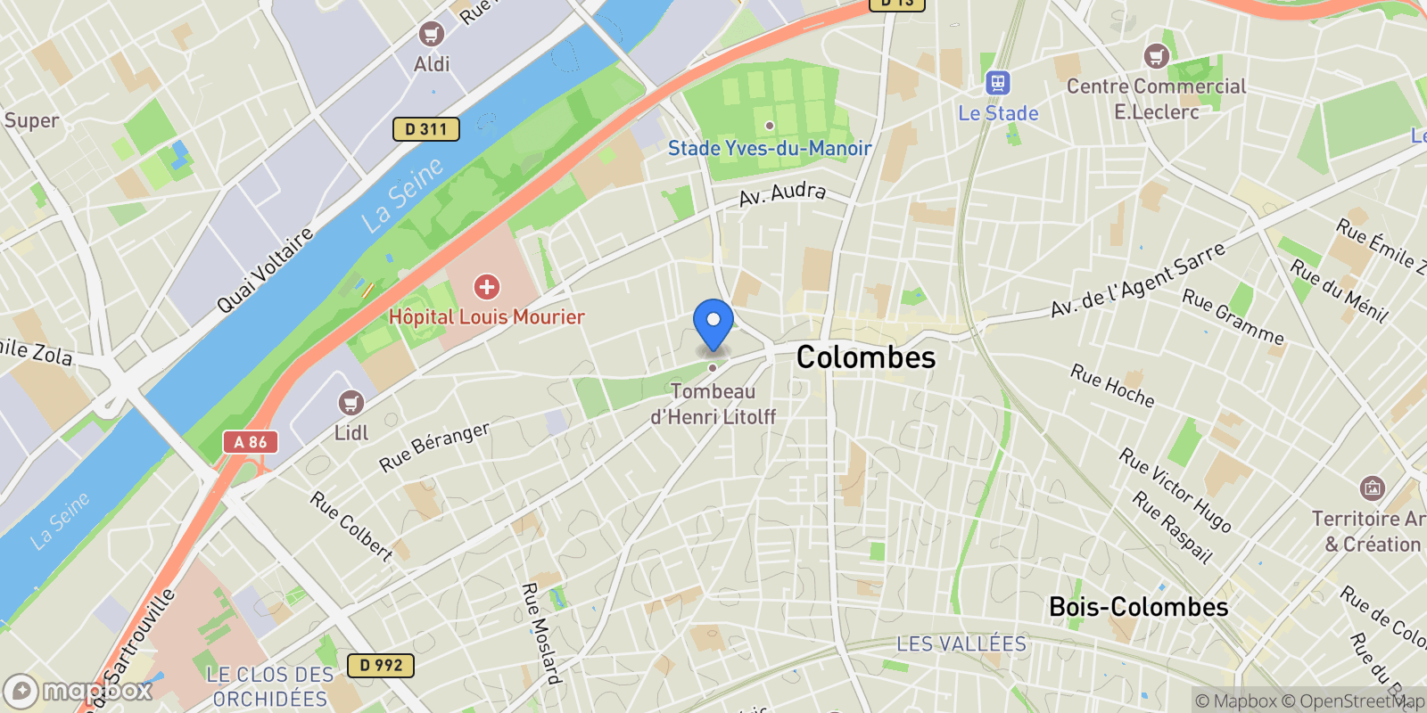 Map showing Colombes, Île-de-France, France.