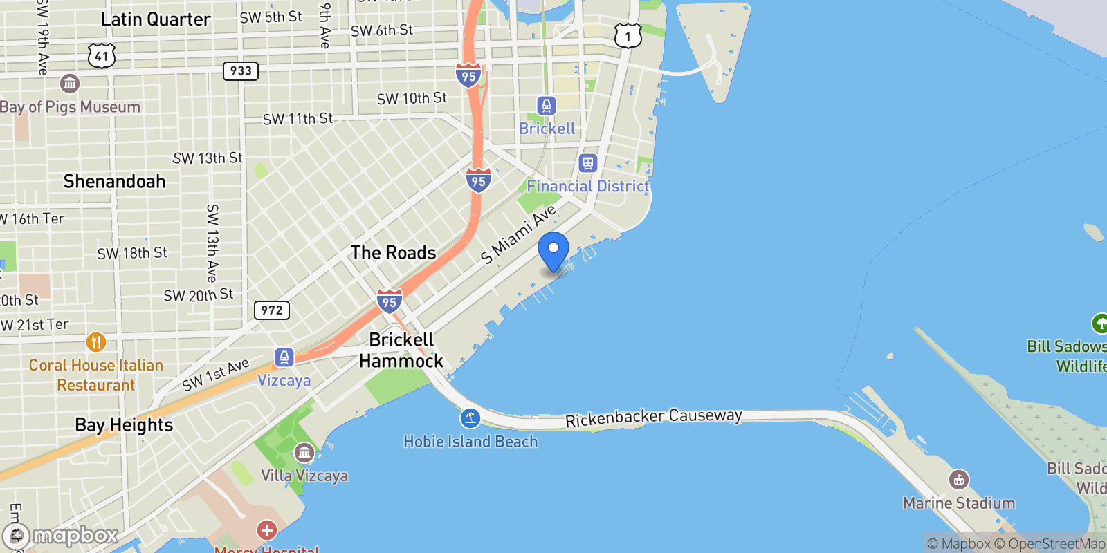 Map showing 1809 Brickell Ave #21B, Miami, Florida, United States.