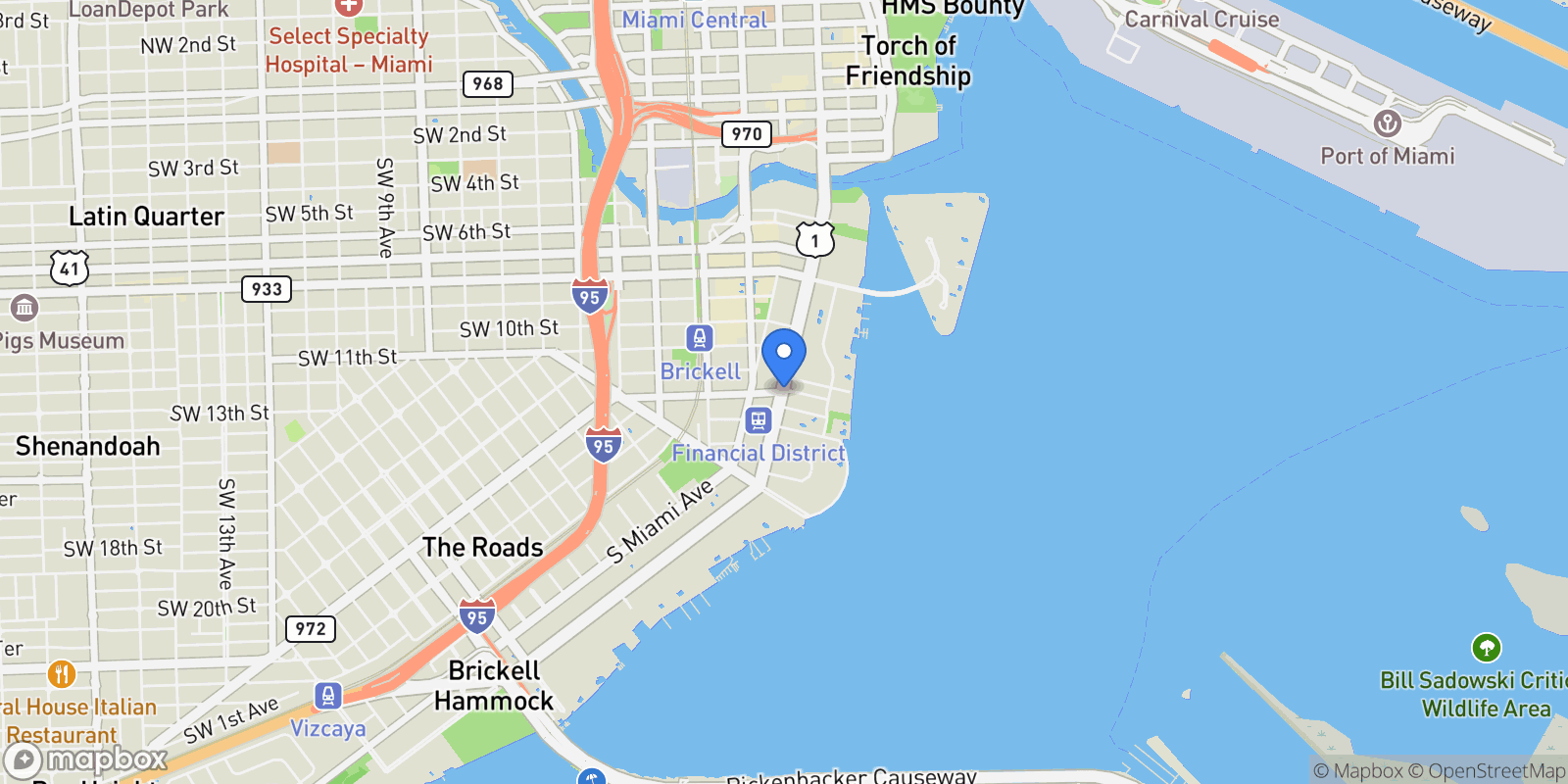 Map showing Miami, Florida, United States.