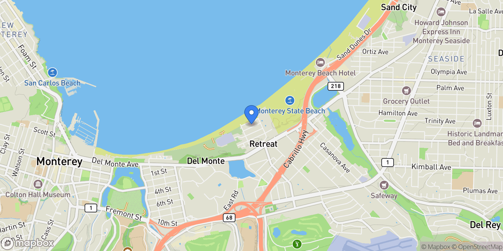 Map showing 1 Surf Way 122, Monterey, CA 93940, Monterey, California, United States.