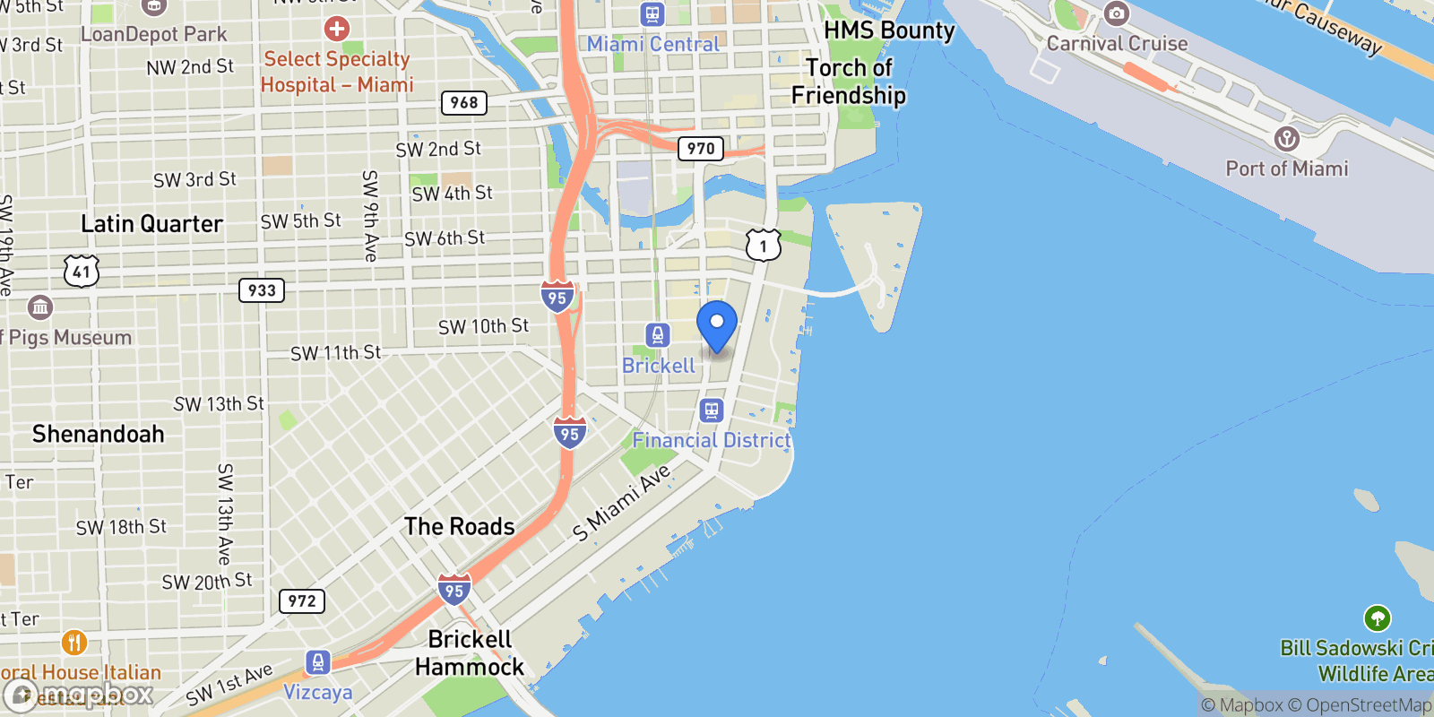 Map showing 1080 Brickell Ave #1509, Miami, Florida, United States.
