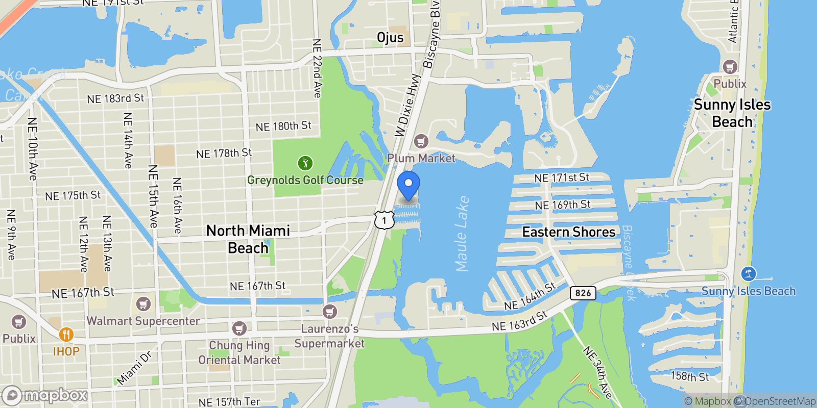 Map showing 17301 Biscayne Blvd #910, Golden Beach, Florida, United States.