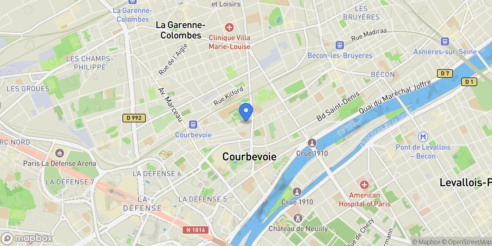 Map showing Courbevoie, Île-de-France, France.