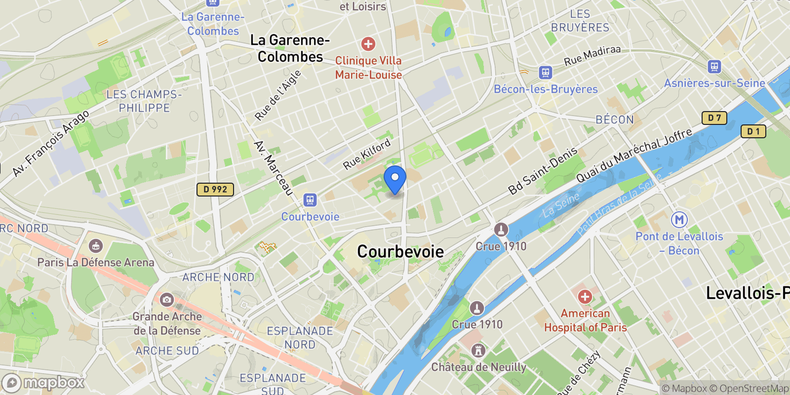 Map showing Courbevoie, Île-de-France, France.